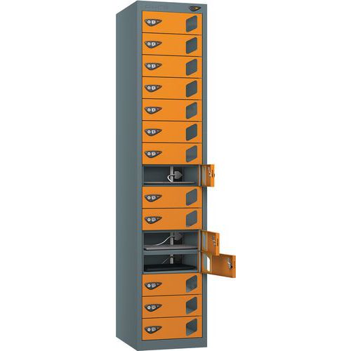 Powered Laptop Charging Locker - 15 Vision Door & 3-Pin Plug - Pure