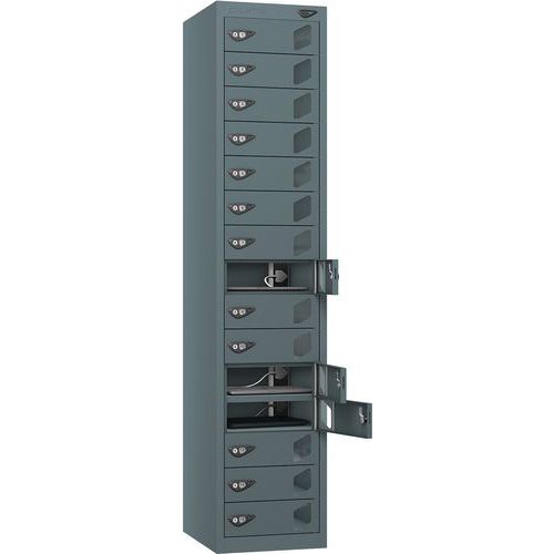 Powered Laptop Charging Locker - 15 Vision Door & 3-Pin Plug - Pure