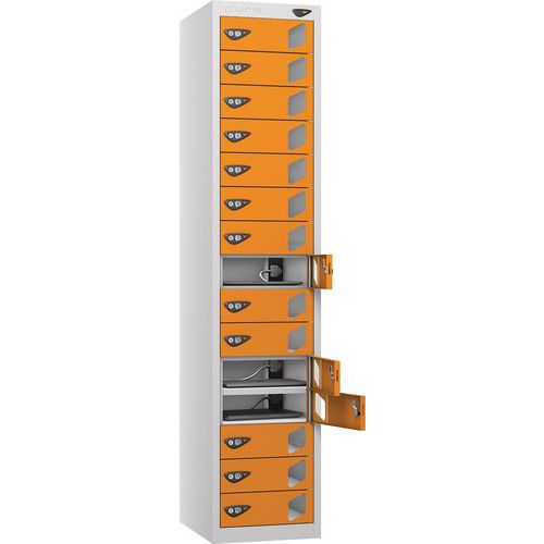 Powered Laptop Charging Locker - 15 Vision Door & 3-Pin Plug - Pure