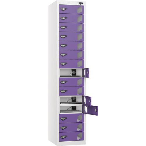 Powered Laptop Charging Locker - 15 Vision Door & 3-Pin Plug - Pure