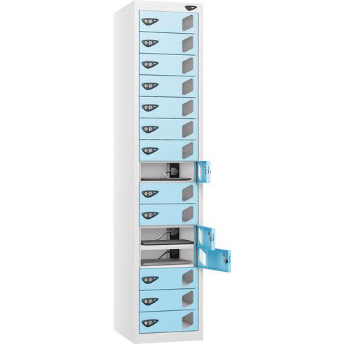 Powered Laptop Charging Locker - 15 Vision Door & 3-Pin Plug - Pure