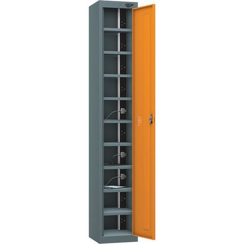 Powered Tablet Charging Locker - 1 Door 10 Tiers & 3-Pin Plug - Pure