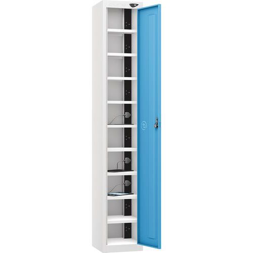 Powered Tablet Charging Locker - 1 Door 10 Tiers & 3-Pin Plug - Pure