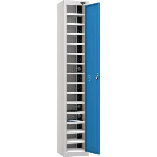 Powered Tablet Charging Locker - 1 Door 15 Tiers & 3-Pin Plug - Pure