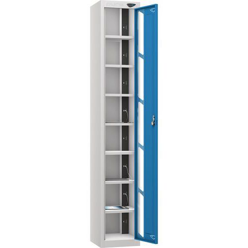 Powered Tablet Charging Locker - 1 Vision Door 8 Tiers & 2-USB - Pure