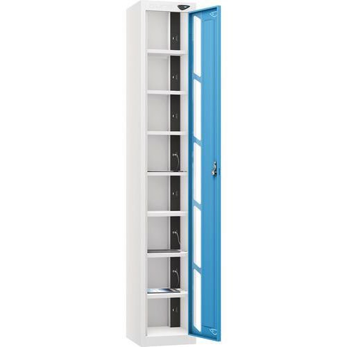 Powered Tablet Charging Locker - 1 Vision Door 8 Tiers & 2-USB - Pure