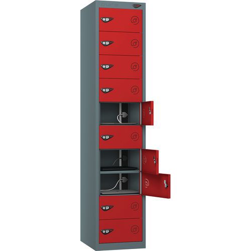 Powered Laptop Charging Locker - 10 Door & 3-Pin Plug - Pure Power