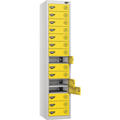 Powered Laptop Charging Locker - 15 Door & 3-Pin Plug - Pure Power