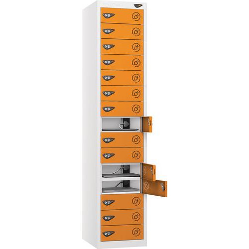 Powered Laptop Charging Locker - 15 Door & 3-Pin Plug - Pure Power
