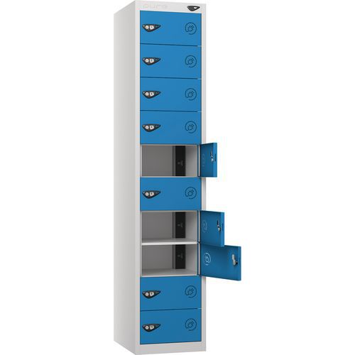 Powered Laptop Charging Locker With 10 Doors & 2-USBs - Pure Power