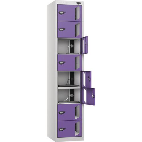 Powered Laptop Charging Locker - 8 Vision Door & 3-Pin Plug - Pure