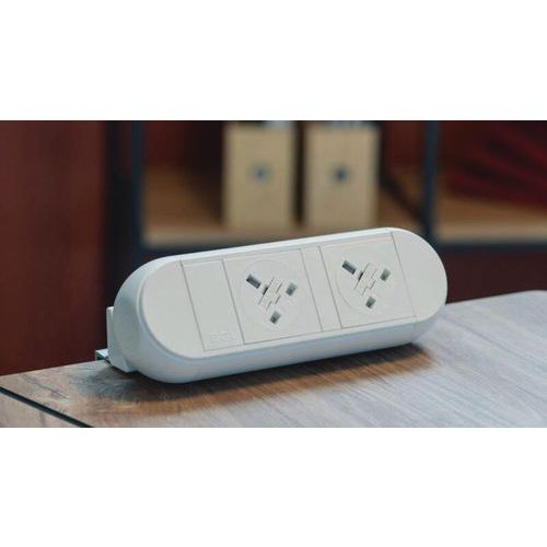 White Desktop Power Module Accessory - 2 Plug Sockets