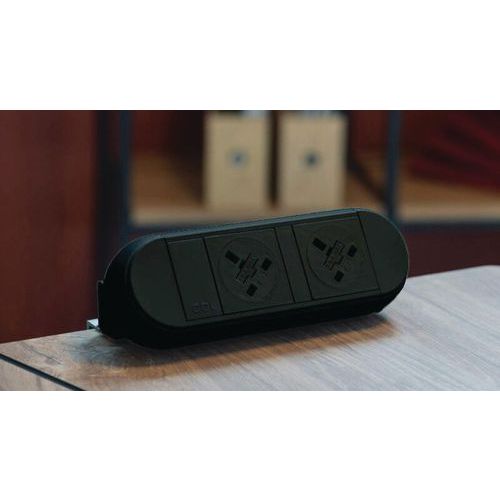 Black Desktop Power Module Accessory - 2 Plug Sockets