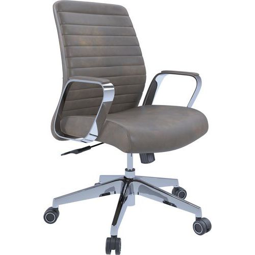Brown Faux Leather Office/Meeting Room Chair - Fixed Arms - Dawn