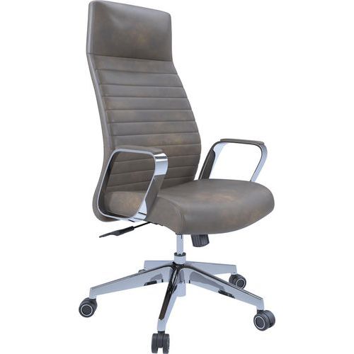 Brown Faux Leather Operator Office Chair -High Back & Fixed Arms- Dawn