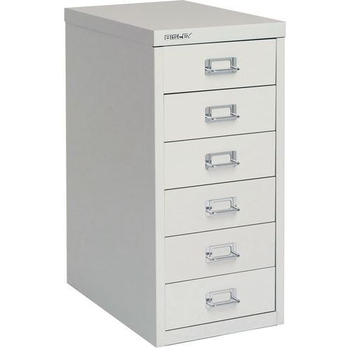 Grey Fixed 6-Drawer Metal Storage Cabinet/Pedestal - Bisley 29 Series