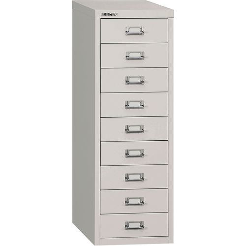 Grey Fixed 9-Drawer Metal Storage Cabinet/Pedestal - Bisley 39 Series