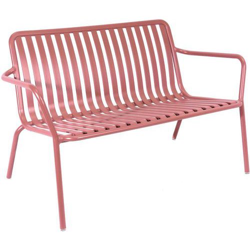 Low 2-Seater Garden Bench - Aluminium Slats - Café/Outdoor - Breeze