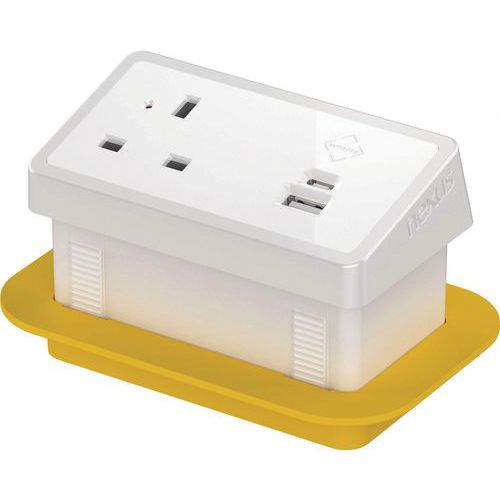 3m Cable & Rectangular In-Desk Power Module Bundle - Plug & 100W USB