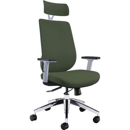 Green High Back Adjustable Office Chair - White/Black Frames - Maldini