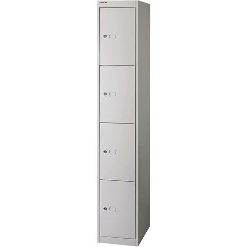 Grey 4-Door Metal Storage Lockers - Cam Lock With 2 Keys - Bisley
