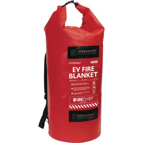 Firechief EV Vehicle Fire Blanket & Red Backpack - 5x5m - LithShield