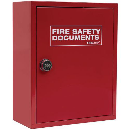 Firechief Red Metal Fire Safety A4 Document Cabinet - Combination Lock
