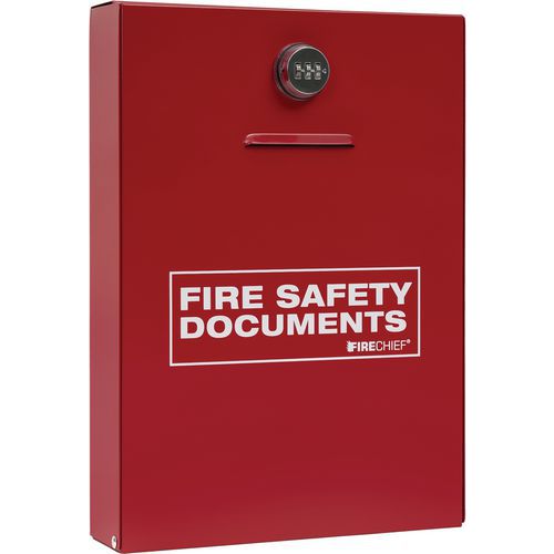 Firechief Red Metal Slimline A4 Document Cabinet - Combination Lock
