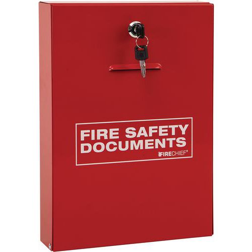 Firechief Red Slimline Metal A4 Fire Document Cabinet - Key/Seal Lock