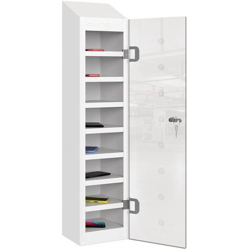 School Mobile Phone Clear Door Locker - 8 Storage Compartments - Pure