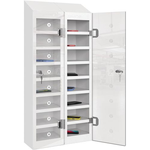 School Mobile Phone Clear Door Locker - 16 Storage Compartments - Pure
