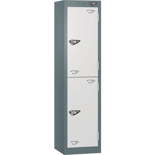 Pure 2-Door Carbon Zero Low School Locker - Hasp Lock - 1200x300x300mm