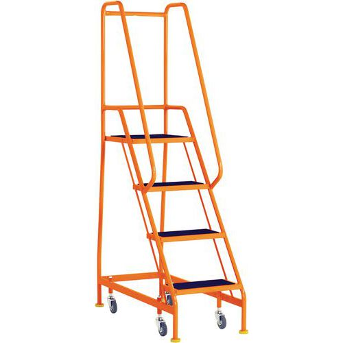 4-Tread Narrow Mobile Step Units With Guardrails & Anti-slip Steps