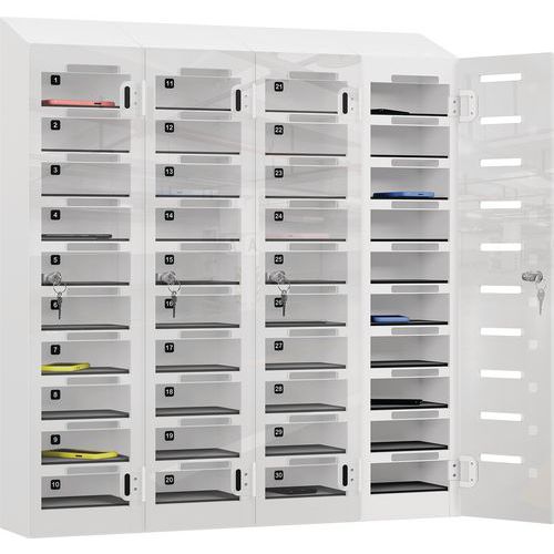 School Clear Door Mobile Phone Deposit Locker - 40 Compartments - Pure