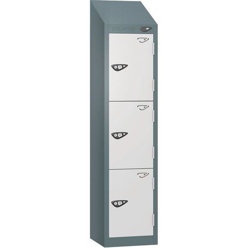 Pure 3-Door Low Sloped-Top School Locker - Cam Lock - 1200x300x300mm