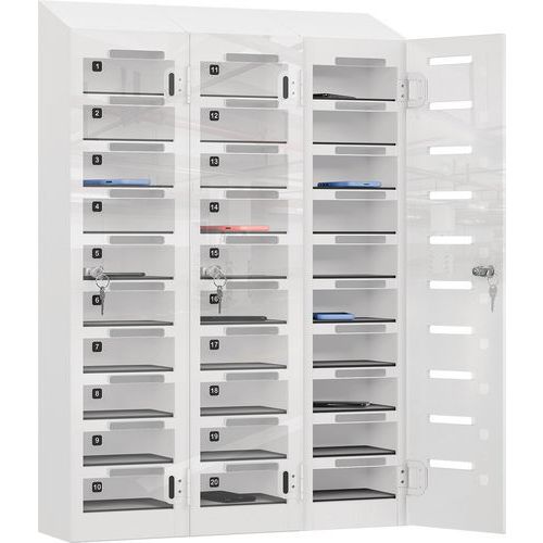 School Clear Door Mobile Phone Deposit Locker - 30 Compartments - Pure