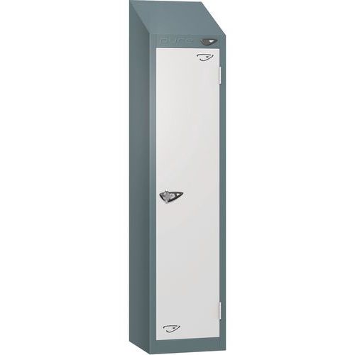 Pure 1-Door Low Sloped-Top School Locker - Hasp Lock - 1200x300x300mm