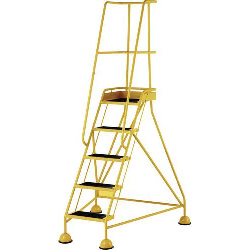 5-Tread Mobile Ribbed Rubber Step Ladder & Guardrail -British Standard