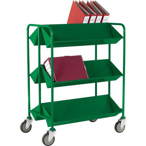 Library/Book Trolley With 2-3 Double-Sided Shelves - Tough Steel Frame