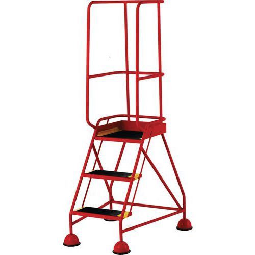 3-Tread Mobile Anti-Slip Step Ladder & Guardrail - British Standard