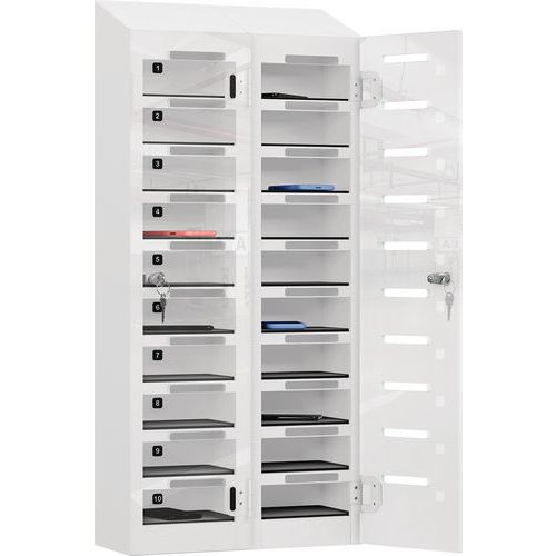 School Clear Door Mobile Phone Deposit Locker - 20 Compartments - Pure