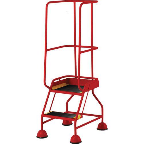 2-Tread Mobile Anti-Slip Step Ladder & Guardrail - British Standard