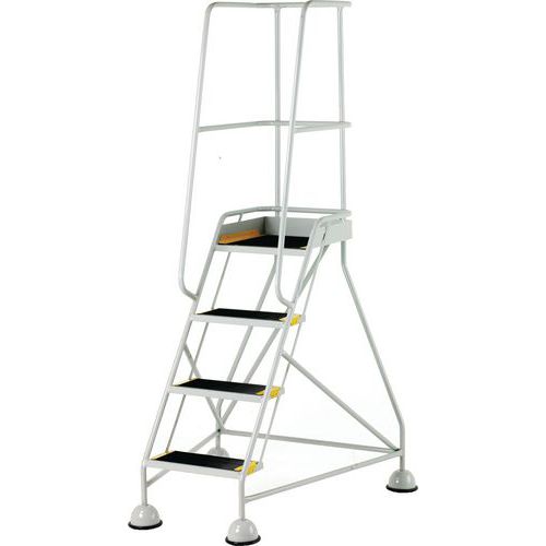 4-Tread Mobile Ribbed Rubber Step Ladder & Guardrail -British Standard
