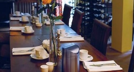 Tabletop bin on a table in a hotel restaurant