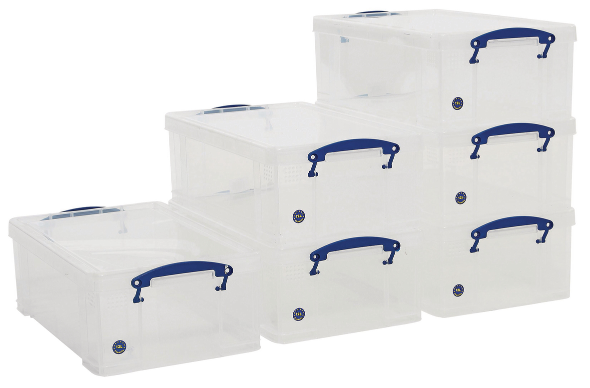 Clip Lock Box - 12 L - Clear - Pack Of 6 - Really Useful - Manutan.co.uk