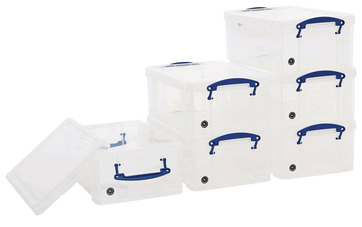 Clip Lock Box - 9 L - Clear - Pack Of 6 - Really Useful - Manutan.co.uk