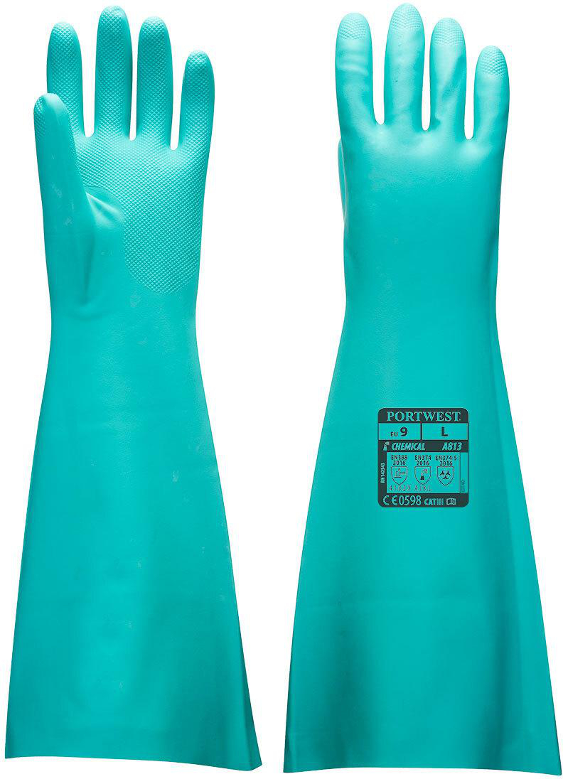 Long Chemical Protection Nitrile Glove/Gauntlets -Size 8-11 - Portwest ...