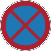 Prohibition sign - No stopping or parking - Rigid