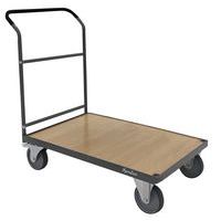 Steel platform trolley with fixed back - Capacity 500 kg - Manutan