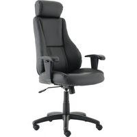 Executive Black Leather Chair - Adjustable Arms - Ergonomic High Back